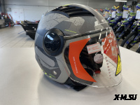 Шлем открытый с визором HETOSHI XD1-260 цв. Серый с черно-зелеными вставками р. L